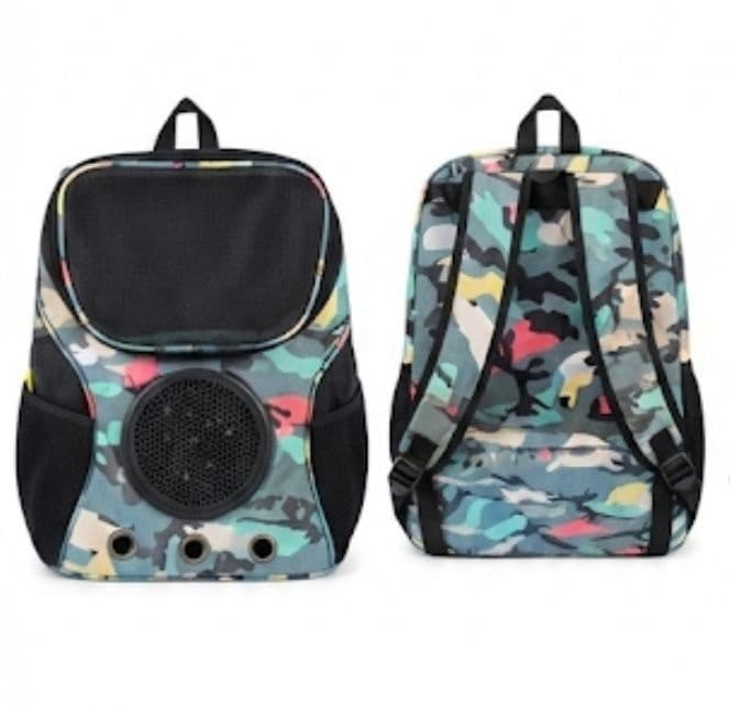 Mochila transportadora de mascotas con diseño camuflado