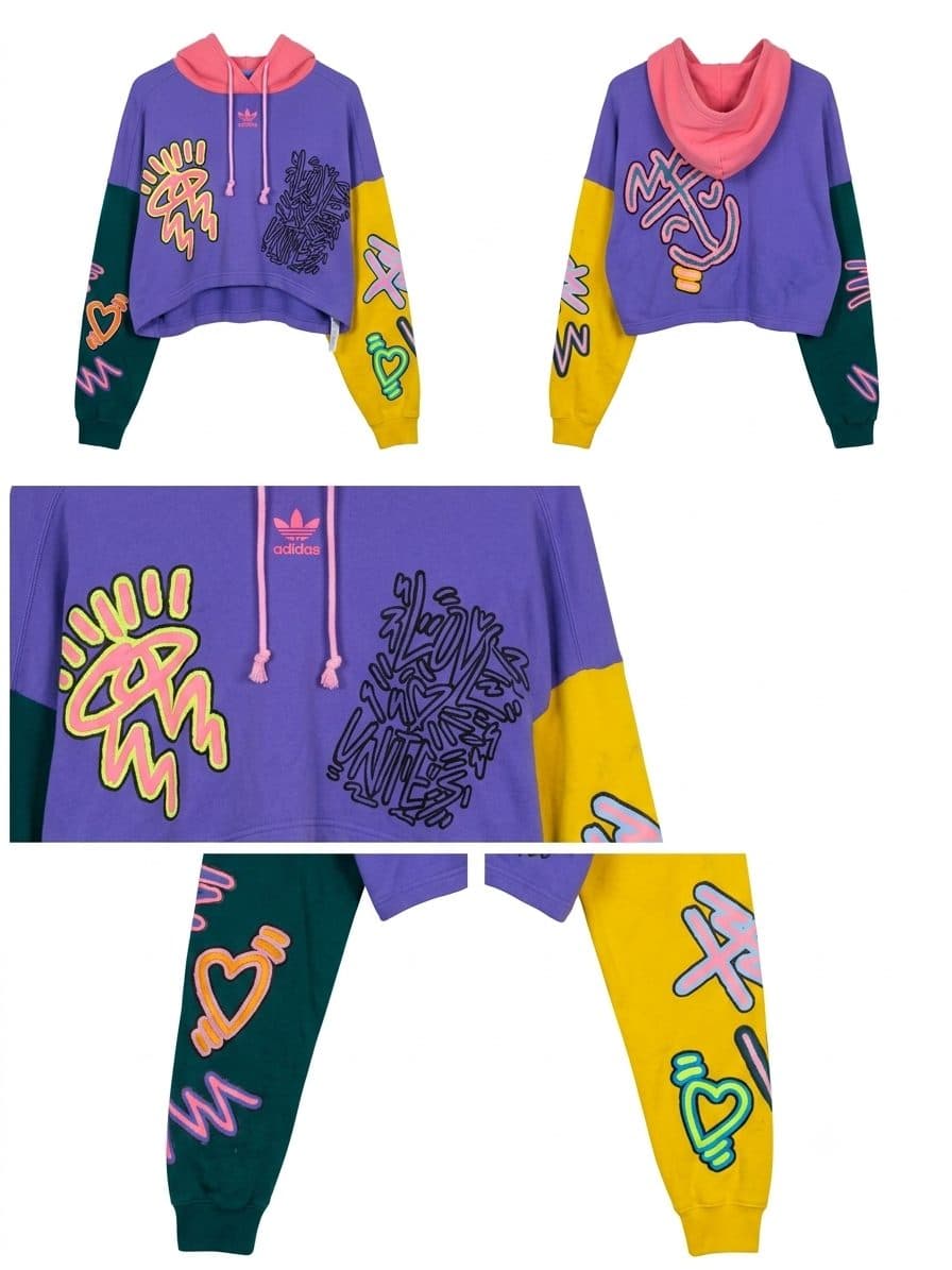Polerón Crop Top Adidas de Colección - Diseño Único Graffiti y Arte - Estilo Urbano Único.